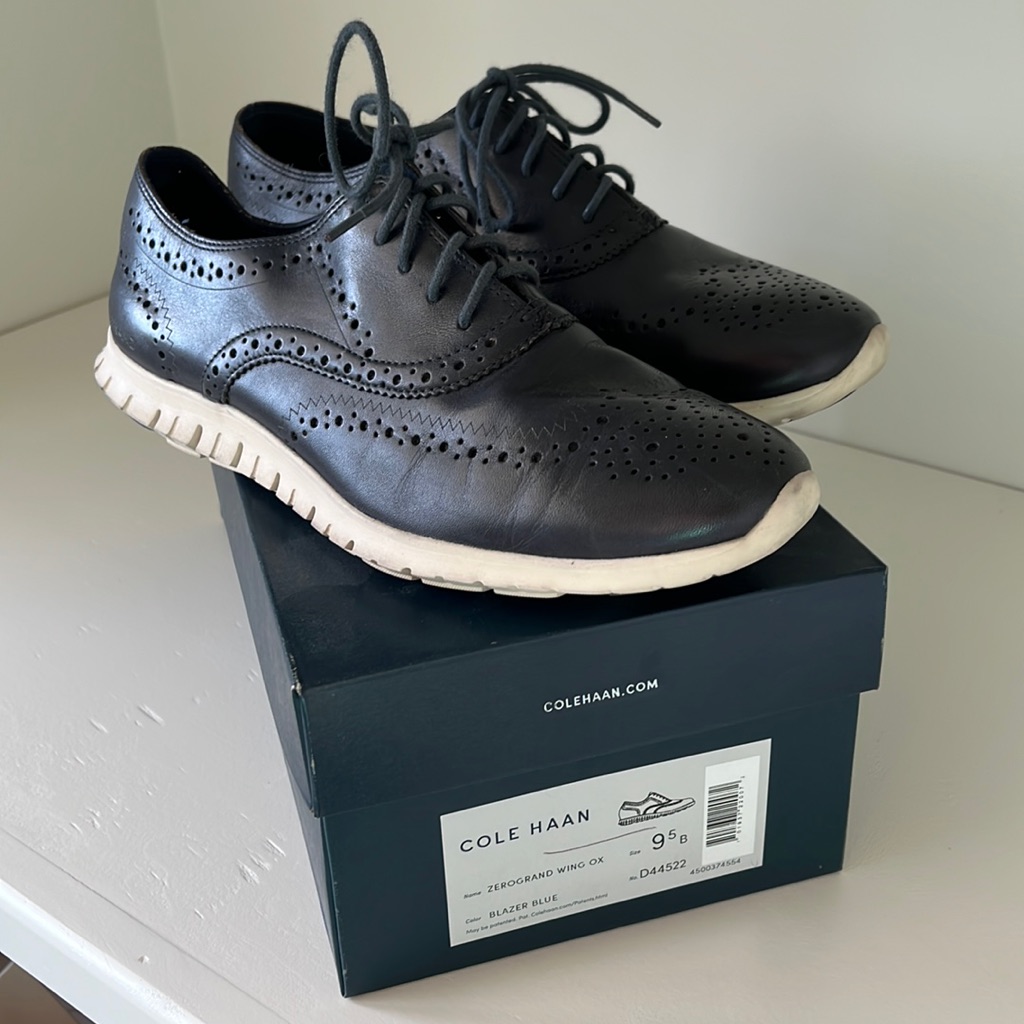 Euc Cole Haan Navy Grand Zero Oxford Shoes 9.5